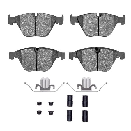 Dynamic Friction Co 5000 Advanced Brake Pads - Low Metallic and Hardware Kit, Long Pad Wear, , Front 1552-1260-01